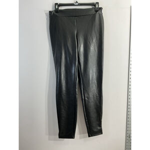 Womans Rue Pullon Ankle Pants Small Black Faux Leather Elastic Waist